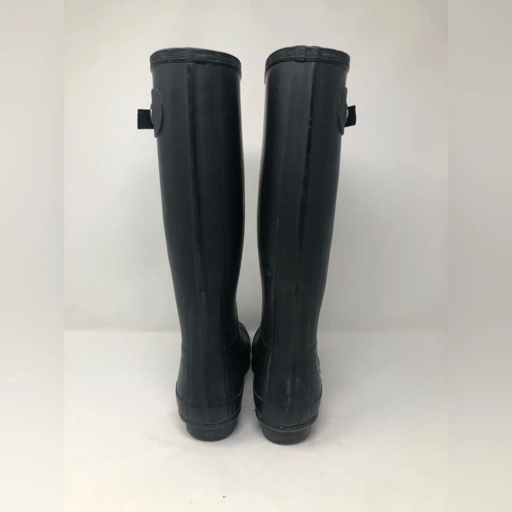 Hunter Women Rain Black Tall Boots Size 6-7 - Picture 4 of 10